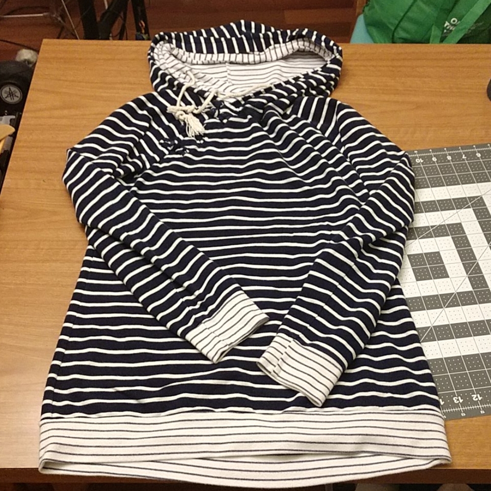 Double hooded striped sweatshirt